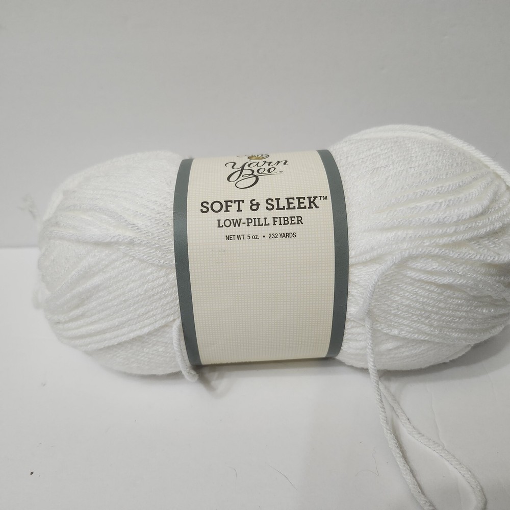 Yarn Bee Soft & Sleek Low Pill Fiber Yarn Color 100 White 5 Oz Skein