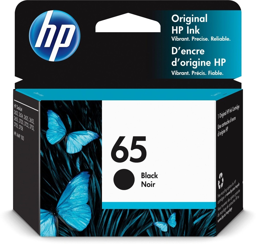 Genuine HP 65 (N9K02AN) Black Ink Cartridge Dated 2026 NEW #65