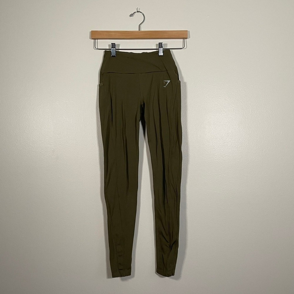 Gymshark Aspire Khaki Leggings for Women – High-Waisted Workout Tights