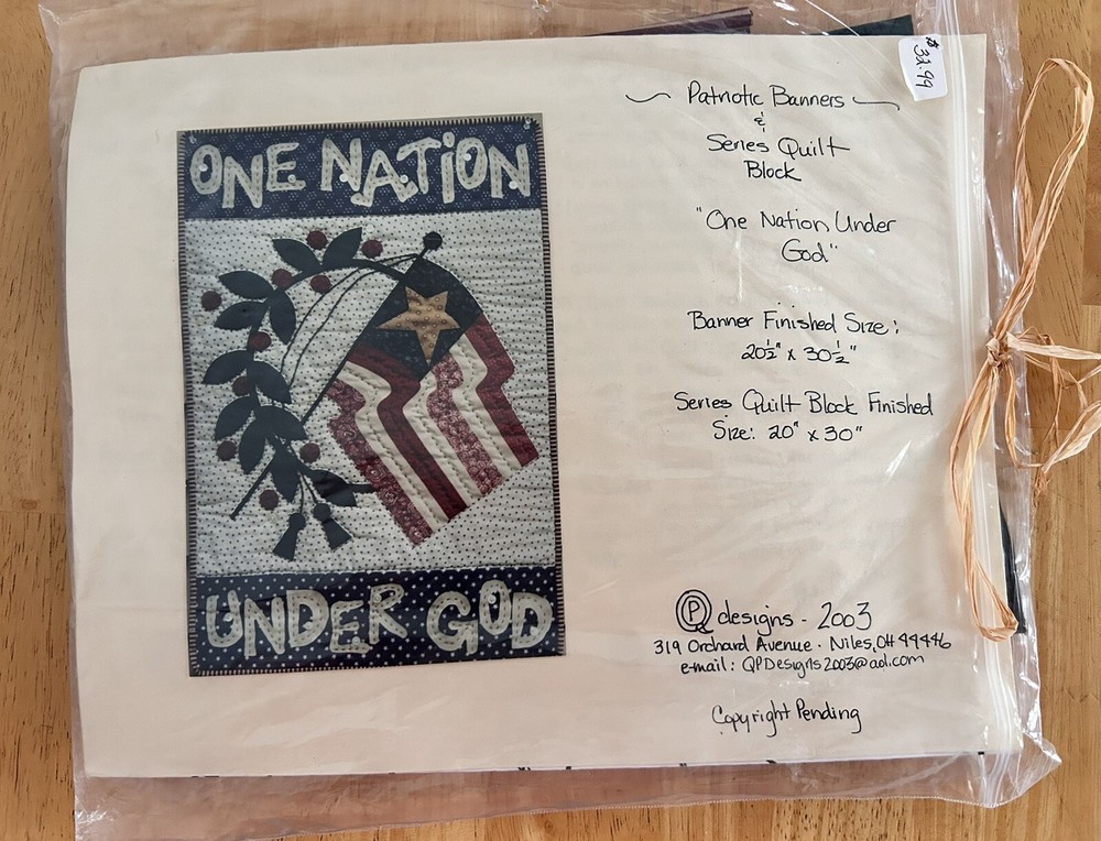 Patriotic Banner Quilt Block Kit Pattern with Fabric