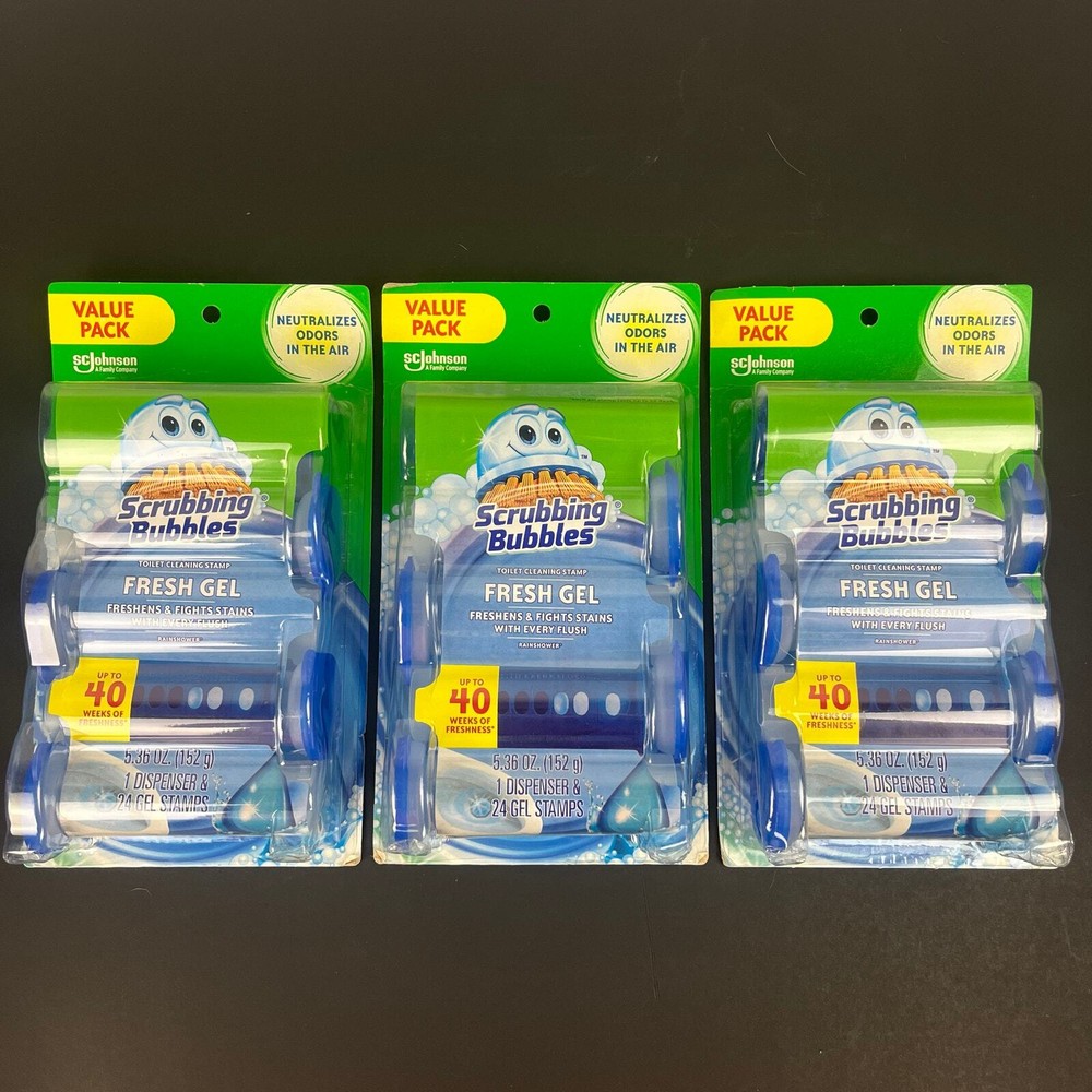 3 Pack Scrubbing Bubbles Gel Toilet Cleaning Stamps Value Set  