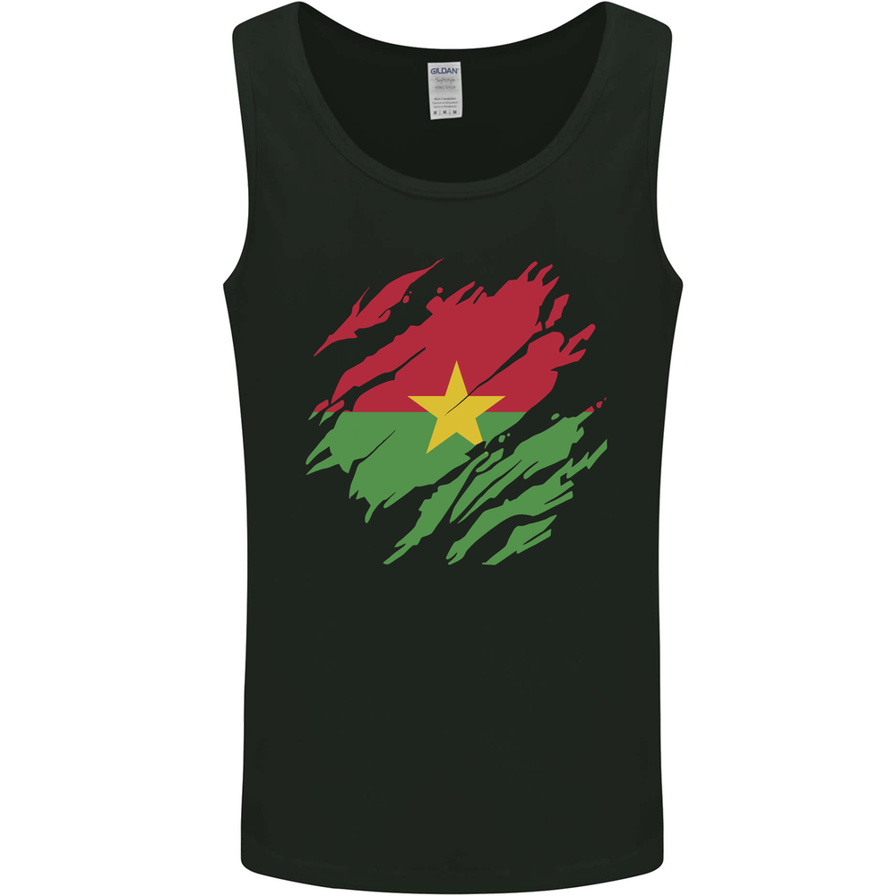 Torn Burkina Faso Flag Day Football Mens Vest Tank Top