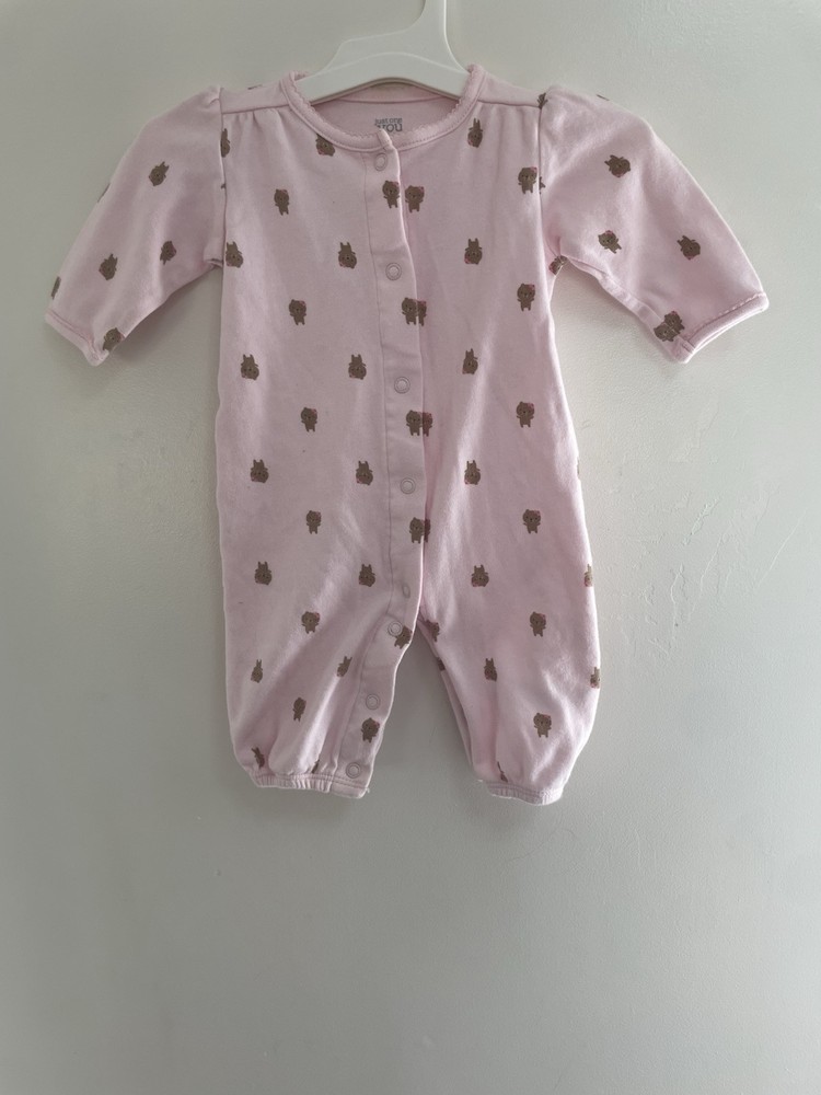 Carter's Baby Girls Cute Allover Bears 100% Cotton Snap-Up Sleep & Play Pink 3M