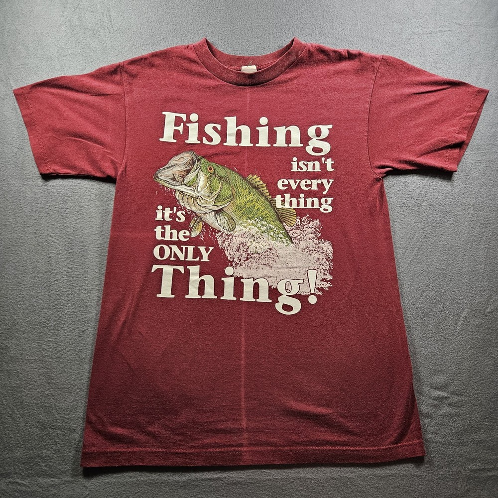 VINTAGE 90s Funny Fishing Graphic T-Shirt Outdoors Fishing Size L FAST SHIPPING