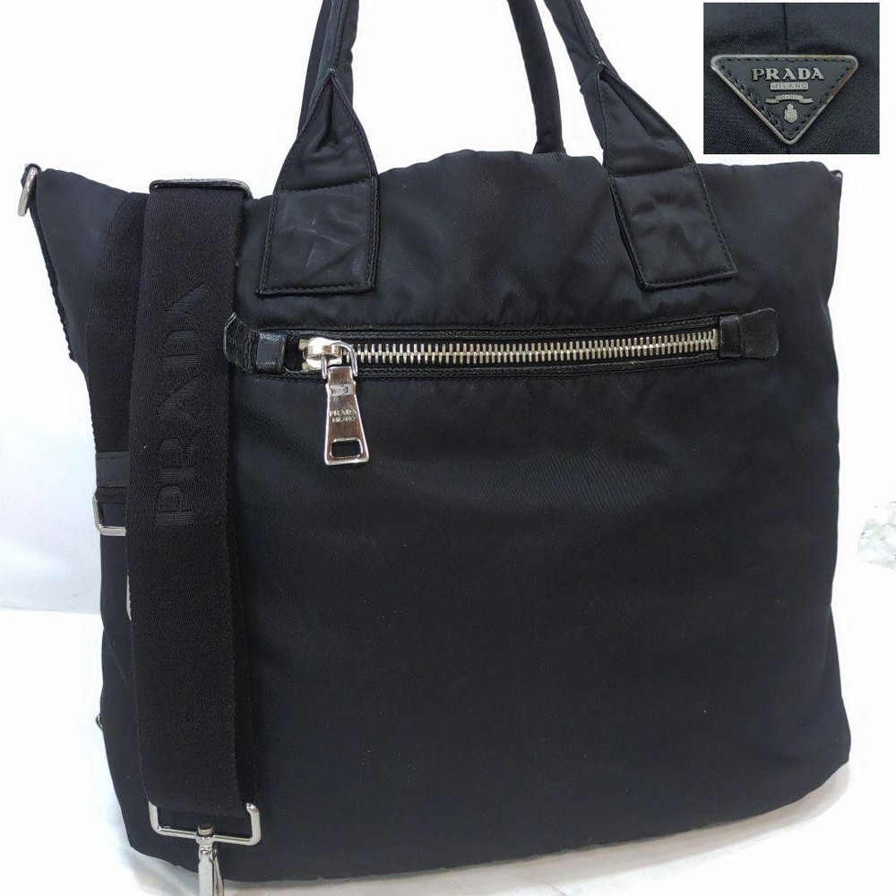 Prada Tote Bag 2-Way Shoulder Reversible A4 Available Black Green