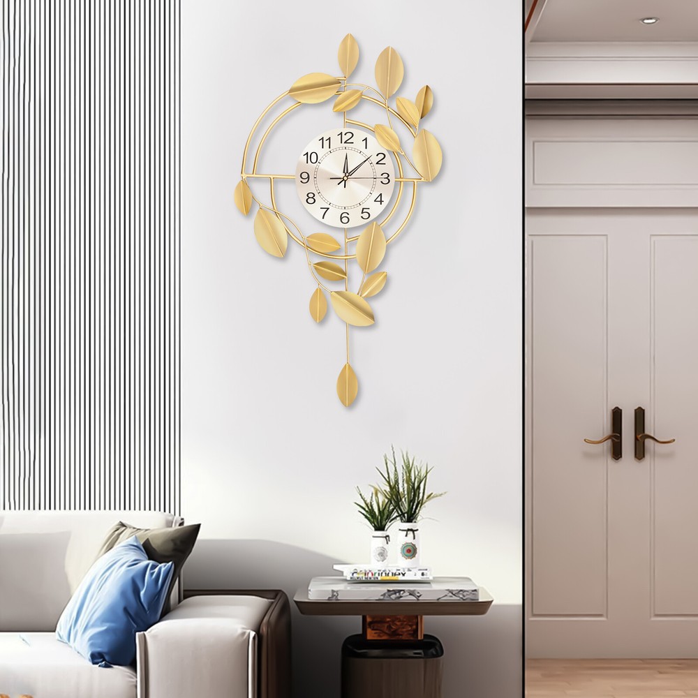 Modern Decorative Wall Clock Wall Decor Clock for Bedroom Office Indoor Gold