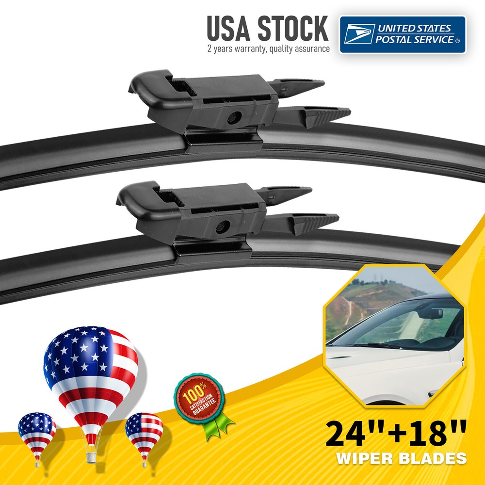 Set of 2 Front Left Right Bracketless Wiper Blades 24 and 18 Inch New