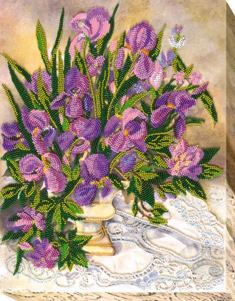 Bead embroidery kit Flower Lace needlework kit Art canvas beadwork pattern