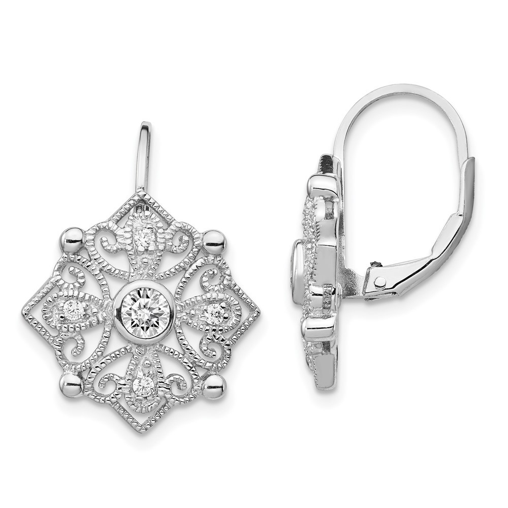 Sterling Silver Cubic Zirconia Leverback Drop & Dangle Earrings 3.33gm