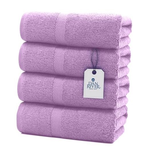 Luxury 100% Ring Spun Cotton Bath Towels 27x54 Inches 4-Pack Lavender Soft Absorbent