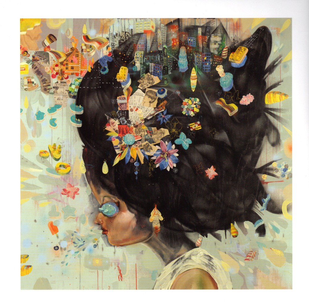 David Choe festive hairdo image on a hardcover art book page: Frame it