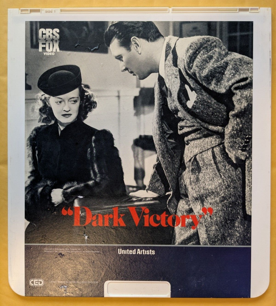DARK VICTORY CED Disc Capacitance Electronic Video Disc CBS FOX Uncommon