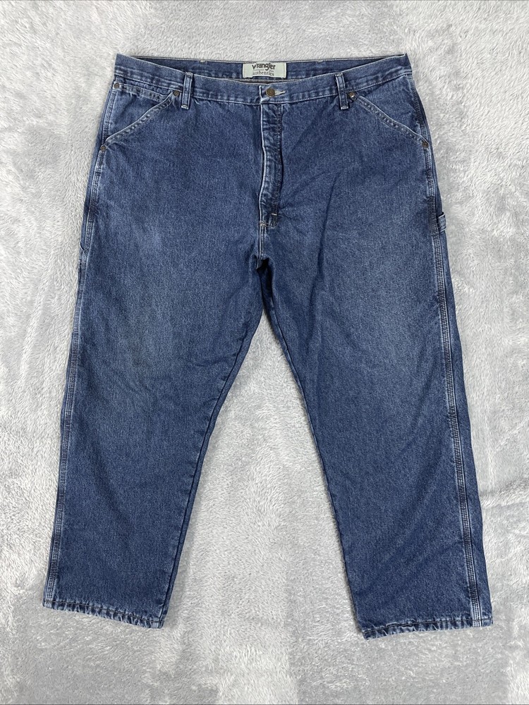 Wrangler Authentics Jeans Men's 41x29.5 (Actual) Blue Carpenter Fleece Lined