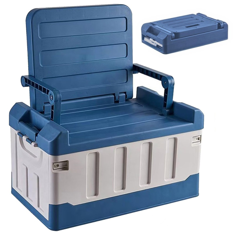 60L Waterproof Car Trunk Organizer with Lid - Seatable Camping Storage