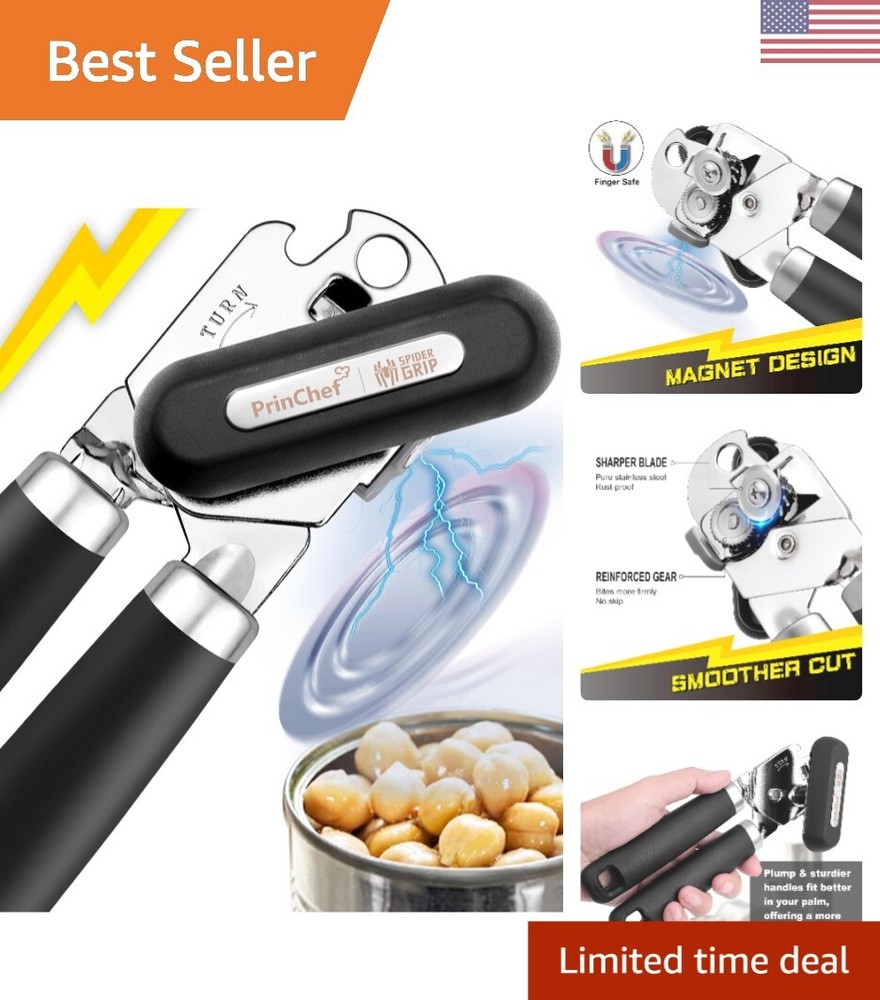 Upgraded Manual Can Opener with Magnetic Lid Holder, Reinforced Gear and Blade for Smooth Cutting and Durability