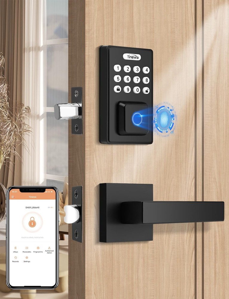 Smart Keyless Entry Door Lock with Dual Lever Handles & Fingerprint Access