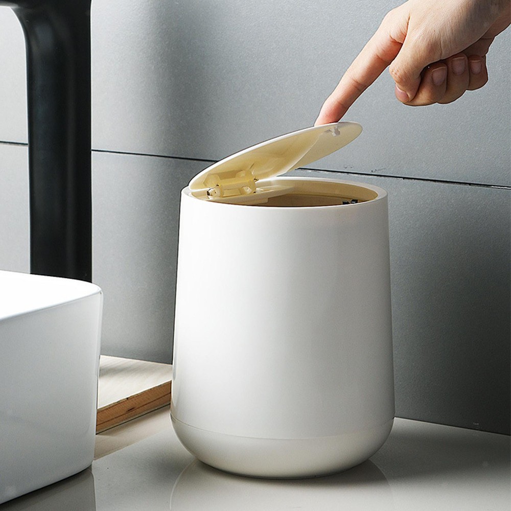 Mini Trash Can with Lid Popup Tabletop Waste Bin for Kitchen Bedroom Dresser