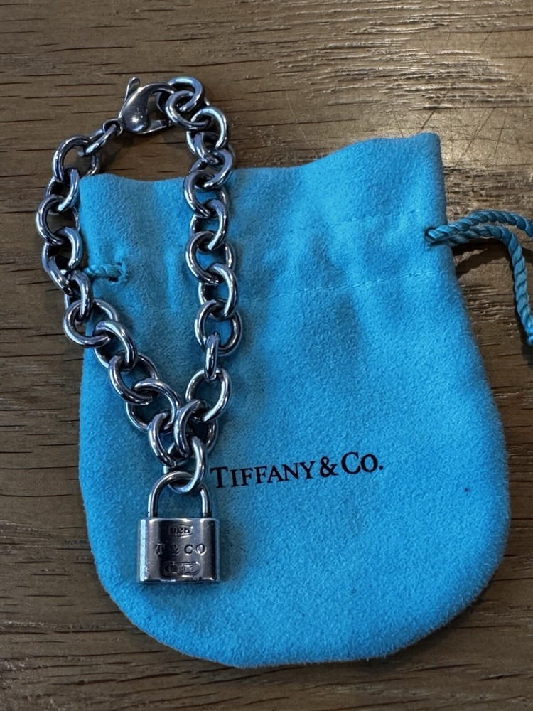 Tiffany Sterling Silver Padlock Charm Bracelet Elegant Jewelry Gift  