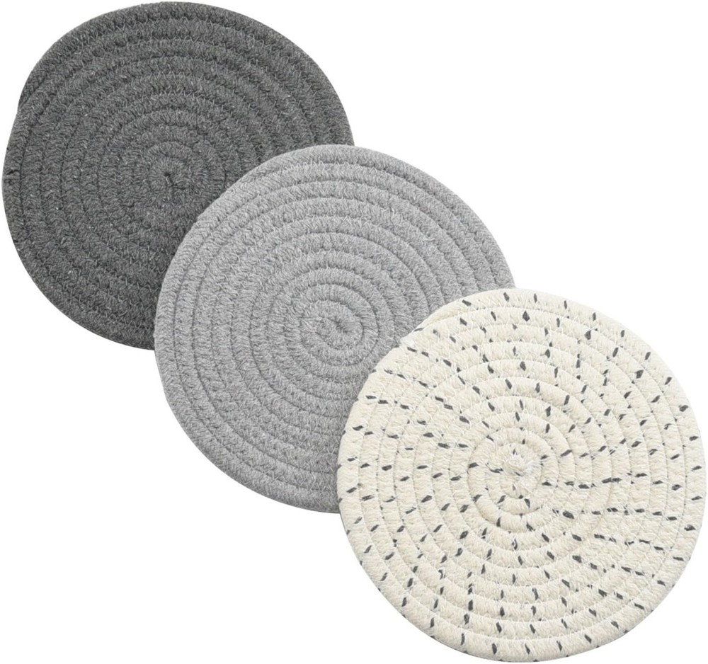100% Cotton Woven Potholders and Trivets Set for Hot Pots