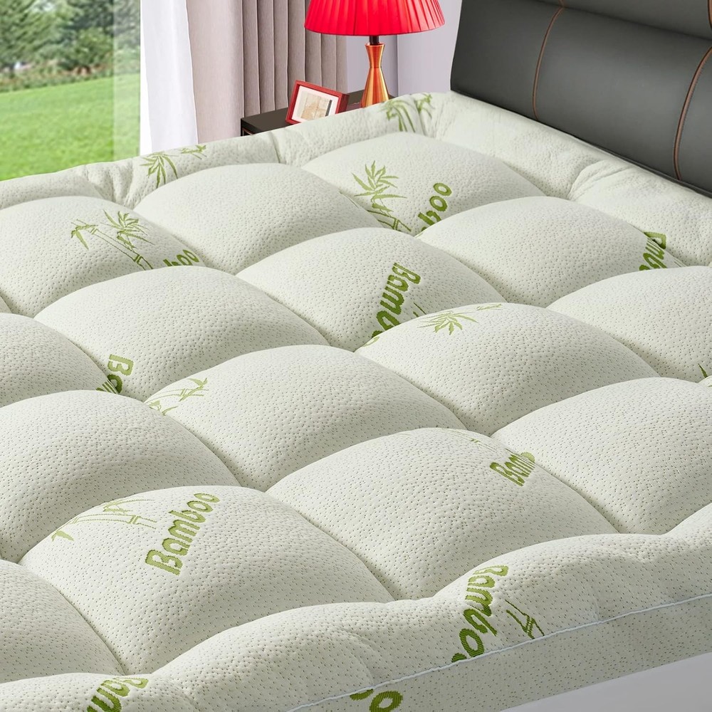 Premium Viscose Made from Bamboo Queen Size Mattress Topper for Queen, White