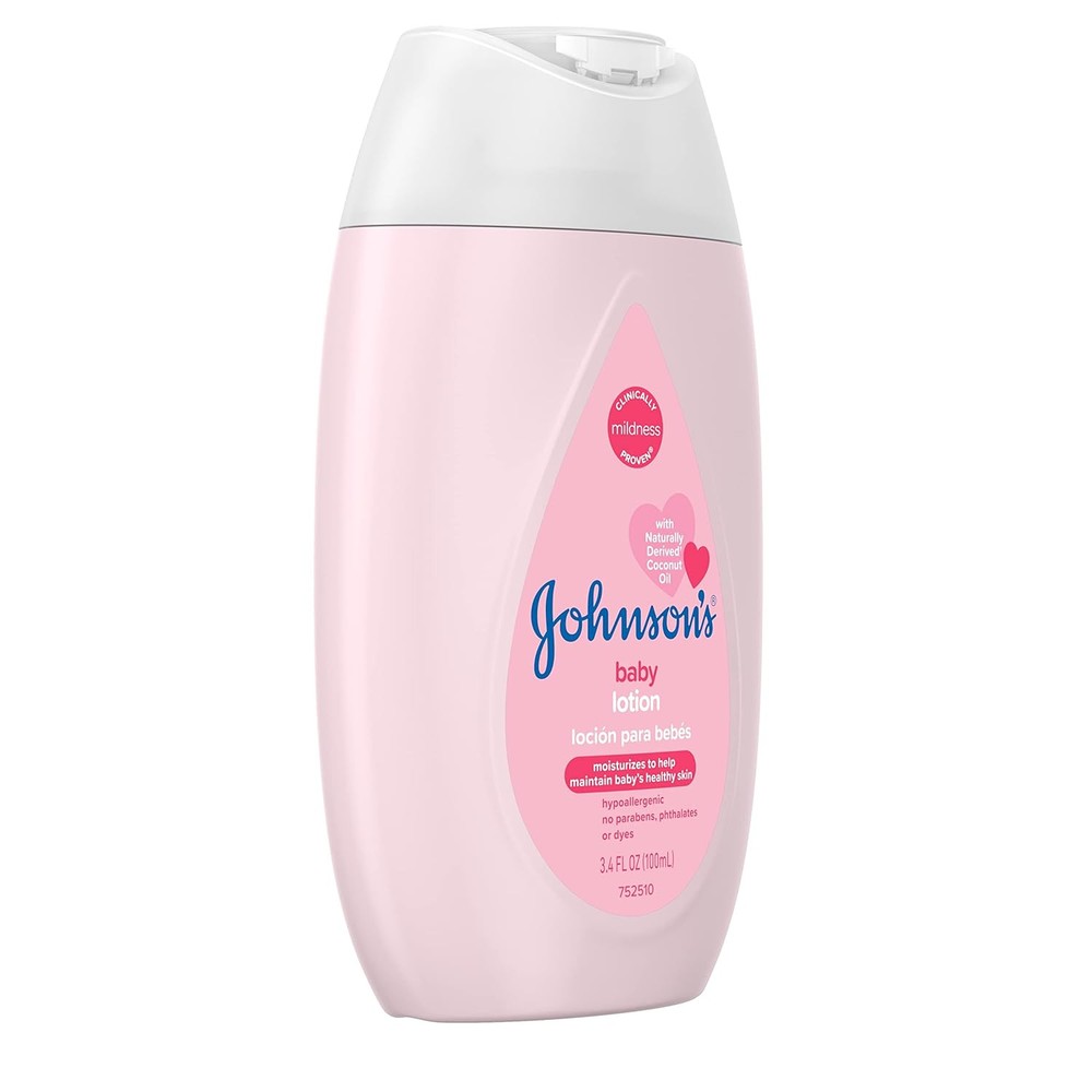 Johnson's Moisturizing Mild Pink Baby Body Lotion Coconut Oil 3.4 Floz (6 Pack)