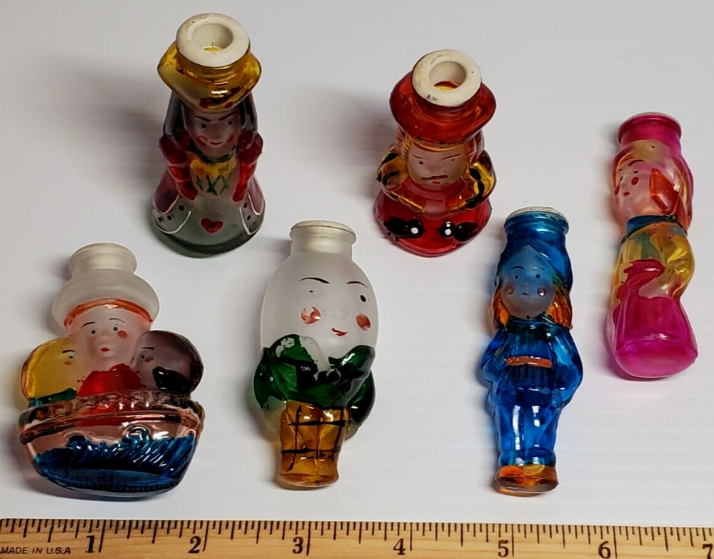 VTG Old World Christmas Light Bulb Covers Glass 6 PC Boxed Set Nursery Rhymes