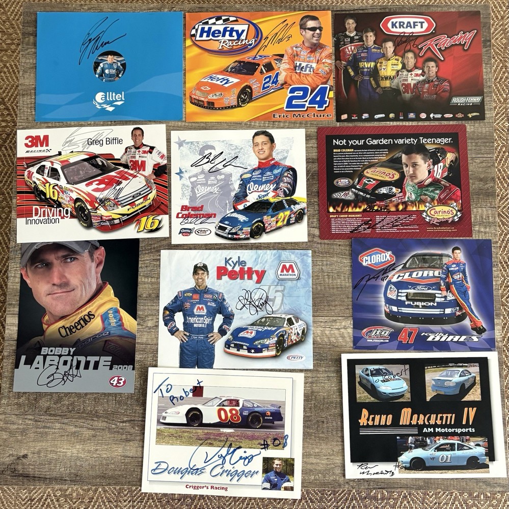 Nascar Memorabilia Collectibles Lot Autographed Driver Hero Cards Race programs