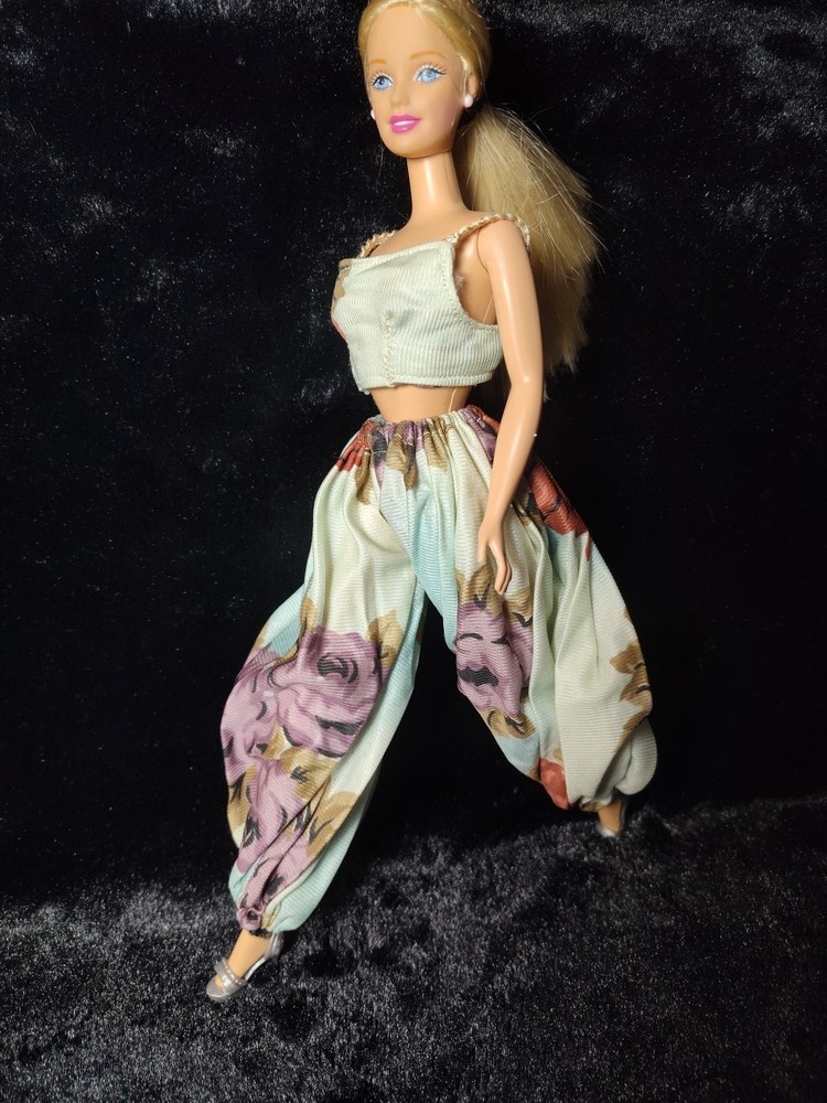 Vintage Handmade OOAK Barbie Outfit - Parachute Pants & Crop Top