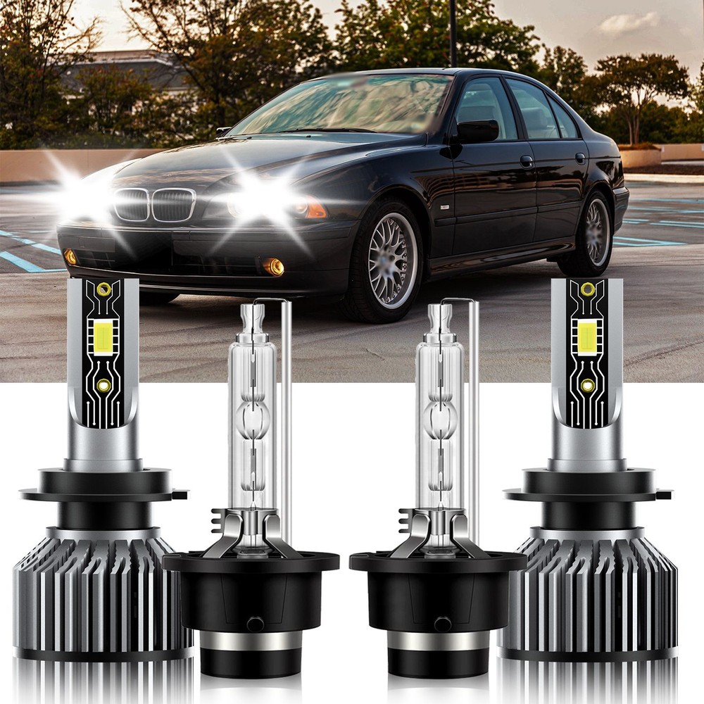 For BMW 530i 2001-2005 4x H7 D2S LED HID Headlight High Low Beam Bright Bulbs