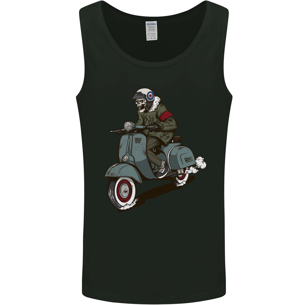 Scooter Skull Biker Motorcycle MOD Mens Vest Tank Top