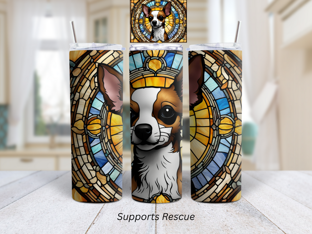 Stained Glass Chihuahua Dog Vibrant 20 oz Stainless Steel Insulated Tumbler