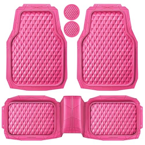 Heavy Duty Deep Dish Pink Car Floor Mats All-Weather Full Set Hot Pink