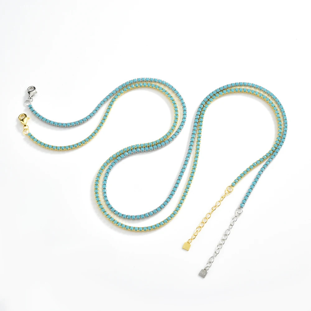 Silver Gold 2mm Tennis Chain Necklace Crystal Choker for Summer