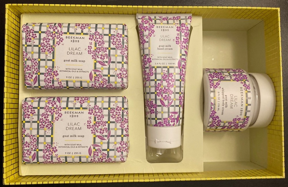 BEEKMAN 1802 Goat Milk LILAC DREAM 4-piece Bath & Body Collection Gift Set NEW