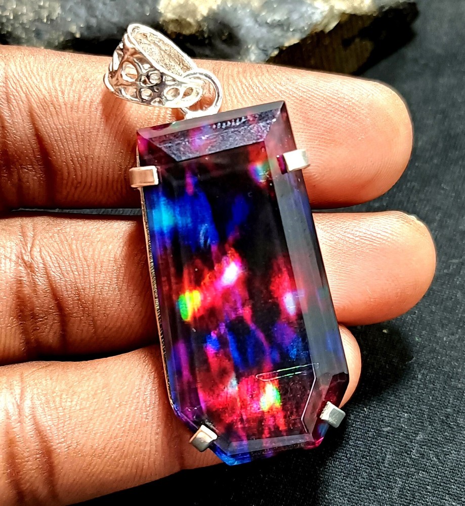 72.35 Ct Natural Ammolite 925 Silver Pendant MultiColor Certified Gemstone Jewelry