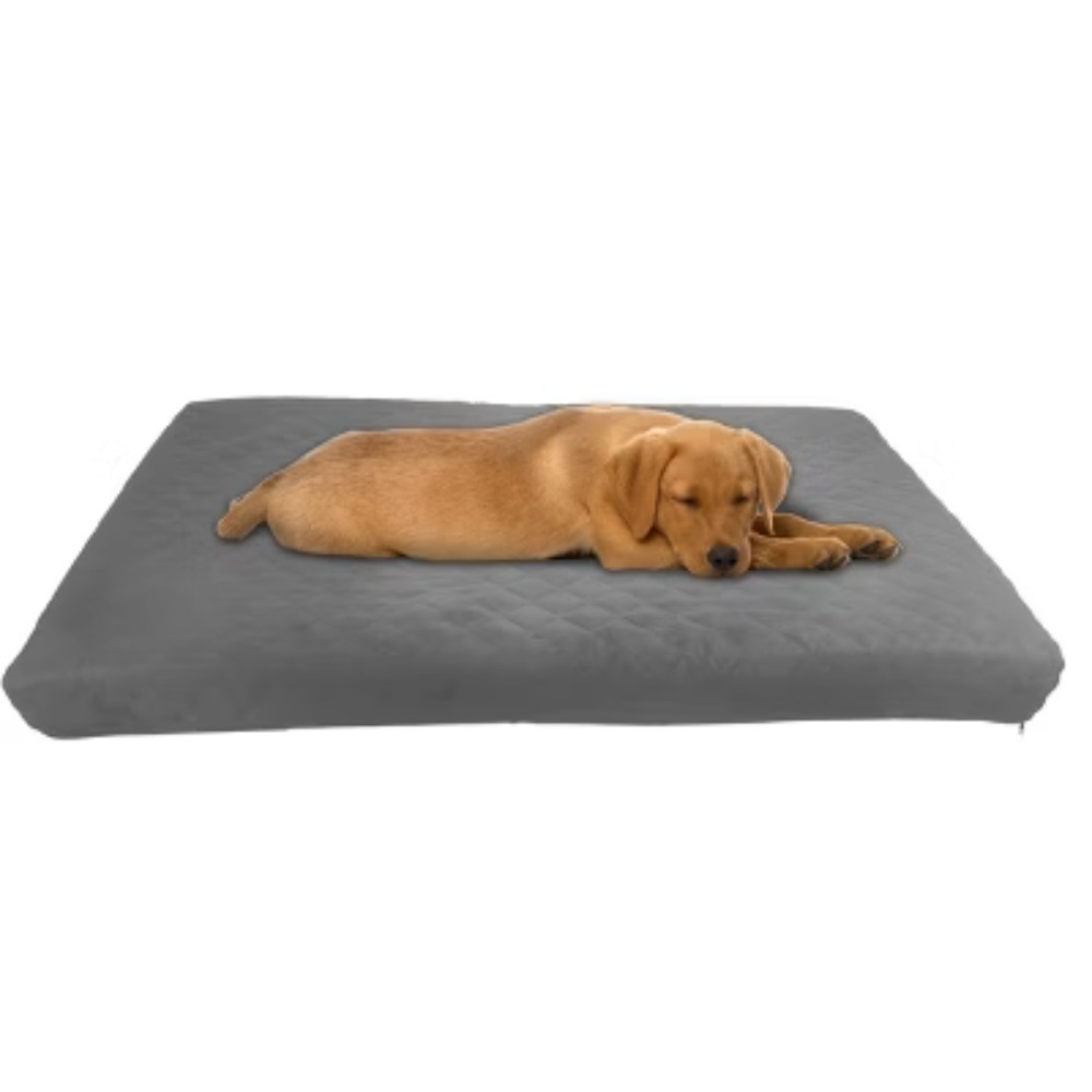 Double Layer Memory Foam Dog Bed 36x27 Inches in Gray-image