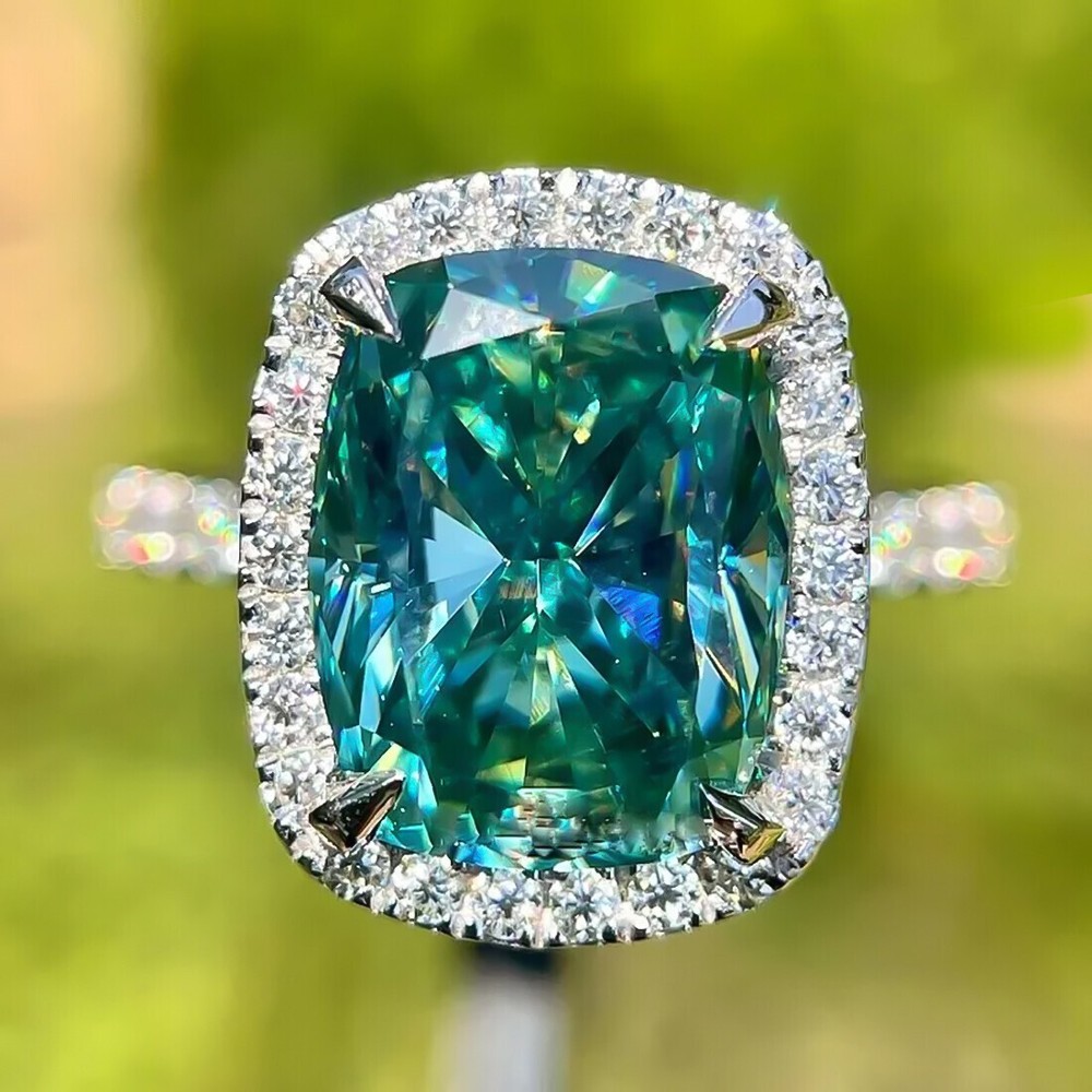 10.10 Ct Cushion Cut Blue Diamond Solitaire Ring 925 Silver Wedding Gift