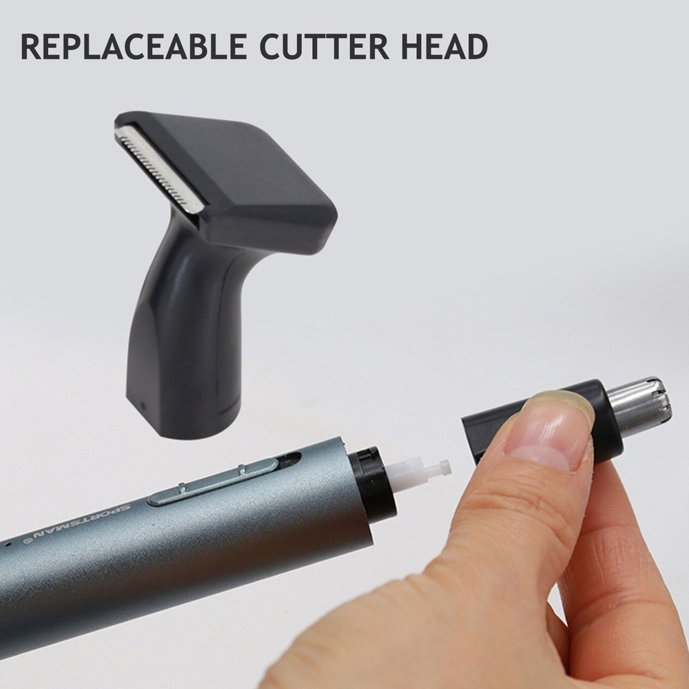 Electric Nose Hair Trimmer Aluminum Tube Body Arched Cutter Head USB NNAY