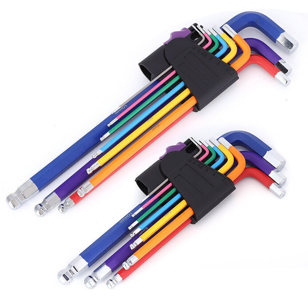 9PCs Hex Socket Wrench Ball Pattern Home Repair Hand Tool for Furniture / Machin