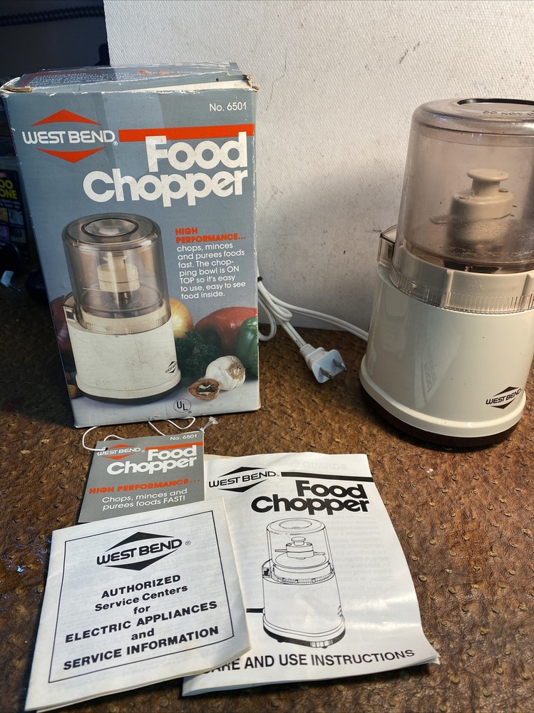 Vintage West Bend Mini Food Processor Chopper 6501 Tested Great Working