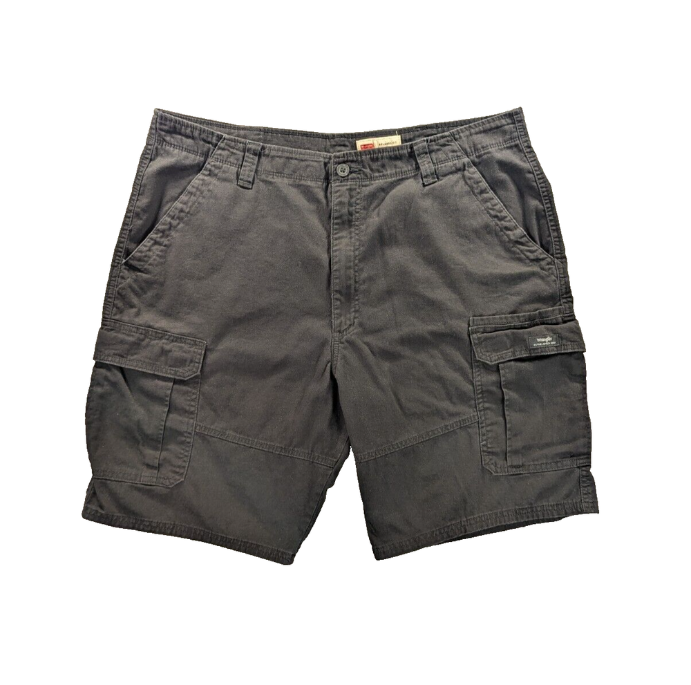 Wrangler Cargo Shorts 40x10 Men's Black Relaxed Fit Flex Cotton Canvas Outdoor