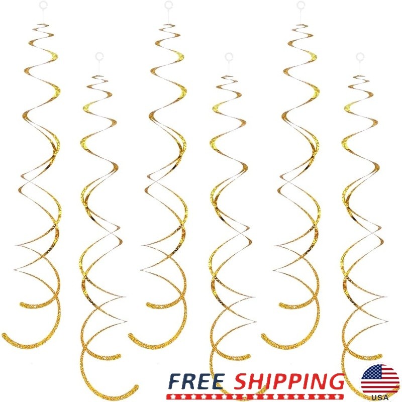 30pcs Gold Foil Swirl Decorations Hanging Party Decor Events Celebrations New