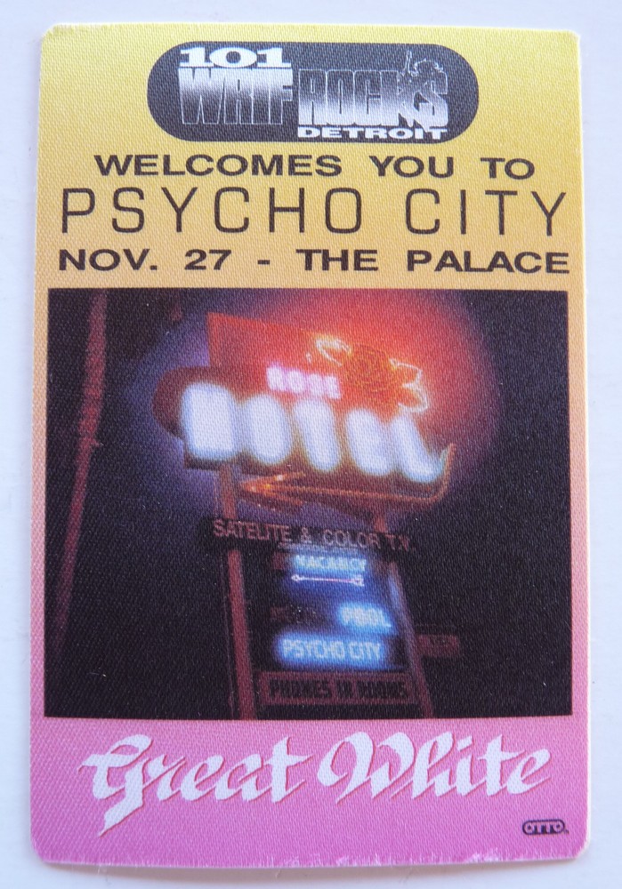 Great White 1992 Psycho City Tour Backstage Concert Pass D14