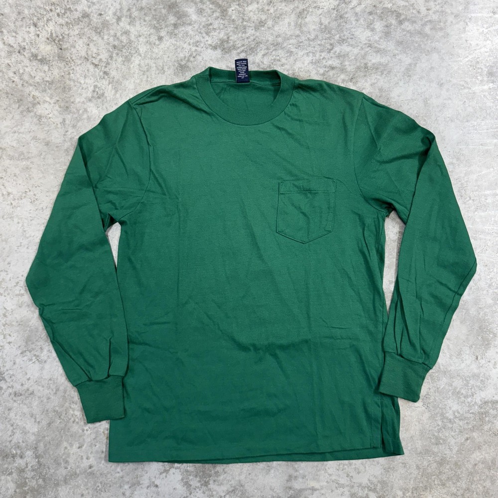 Vintage Lands' End Shirt Mens Medium Green Super T Long Sleeve Made USA 90s
