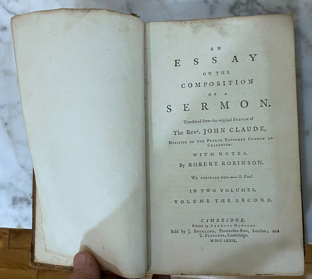 1779 Claude's Sermon Composition Essay by Rev John Claude in English