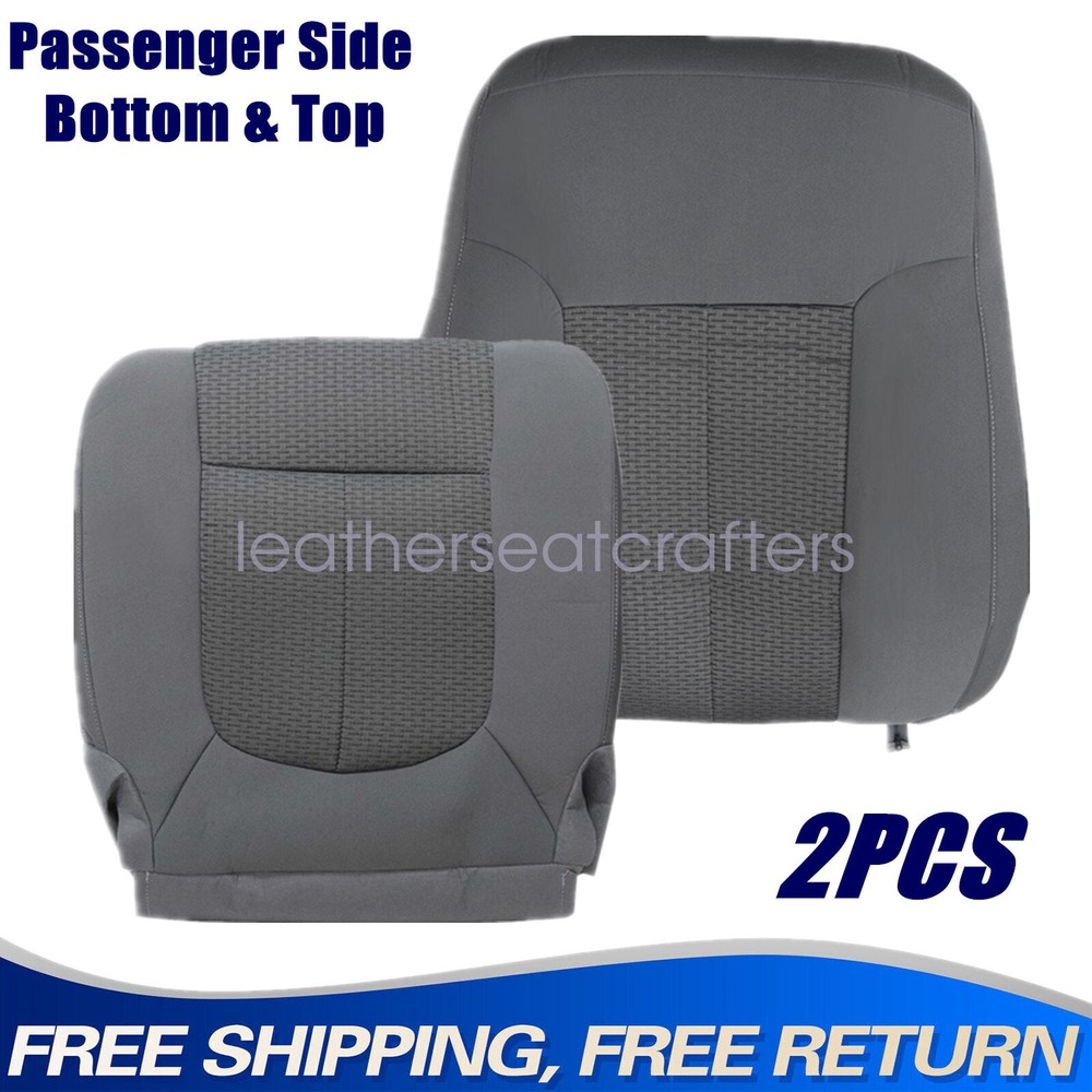 Front Passenger Bottom & Top Seat Cover Gray Fits Ford F250 F350 XLT 2011-2016