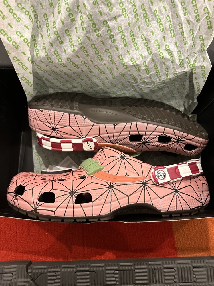 Crocs Demon Slayer Nezuko Classic Clogs Pink Brown SIZE 10 MENS
