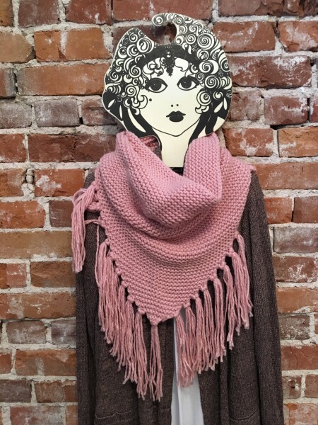 Steve Madden Blush Fringe Triangle Western Infinity Scarf New