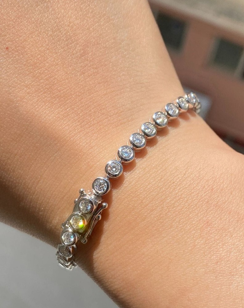 5Ct Women's Bezel Set Tennis Bracelet 925 Silver 3MM Lab Created Moissanite-7