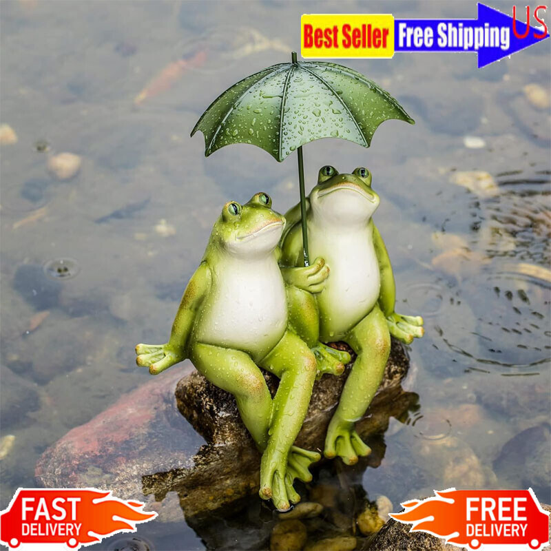 Resin Couple Frogs Garden Outdoor Statue Patio Yard Lawn Porch Flower Beds Decor
